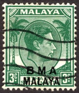 1945, Malaya, British Military Administration, 3c, Used, Sc 258