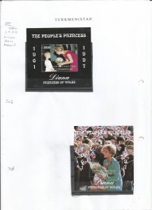 TURKMENISTAN - 1997 - Princess Diana Memorial - Perf 2 S/Sheets - M N H -Private