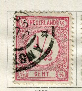 NETHERLANDS; 1876 early classic Numeral issue fine used 1/2c. value