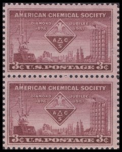 US 1002 American Chemical Society 3c vert pair MNH 1951