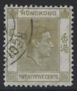 Hong Kong - Scott 160A - KGVI Definitive Issue- 1938 - FU - Single 25c Stamp