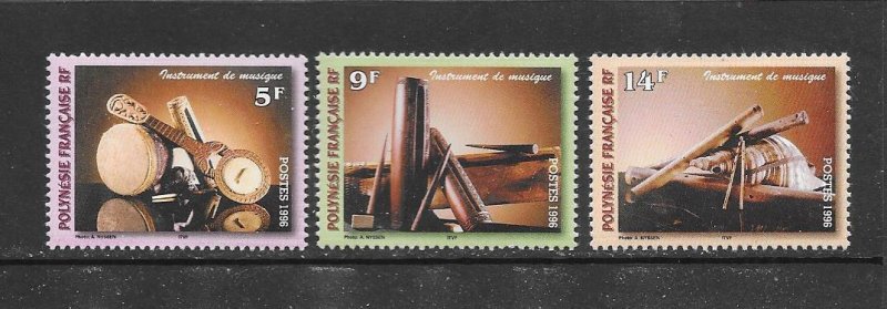 FRENCH POLYNESIA #688-90  MUSICAL INSTRUMENTS  MNH