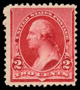 US Sc 220 MINT NO GUM - 1890 2¢ - Washington; Soft Porous Paper