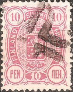 FINLAND ca.1890 Mi29Ab 10p aniline red + FIGURE CANCEL #413 (ABO) Figurenstempel