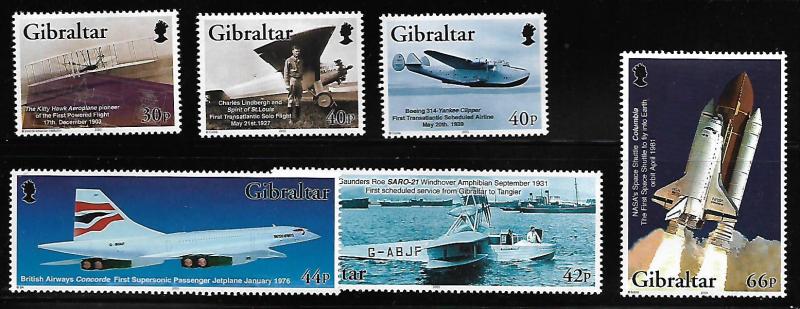 GIBRALTAR 932-937 MNH POWER FLIGHT SET