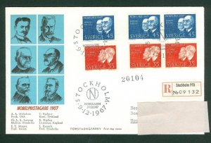 Sweden. FDC 1967 Cachet,Registered Nobel Prize 1967. Engrav: Arne  Wallhorn. Adr