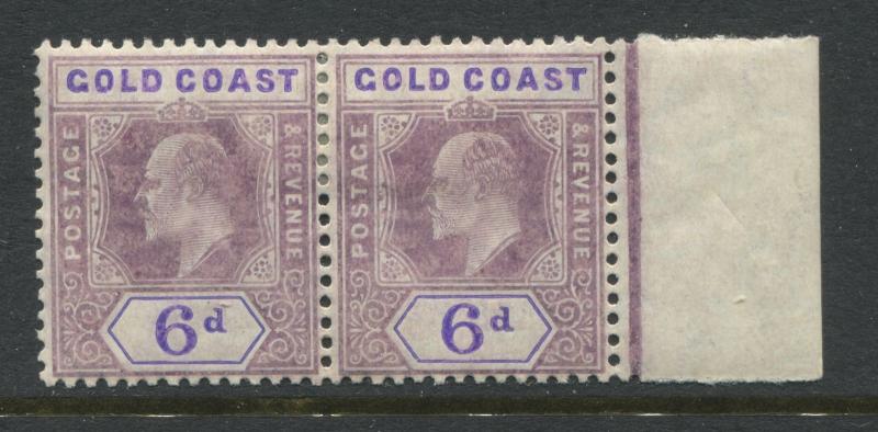 Gold Coast KEVII 1908 6d pair on chalky paper mint o.g.