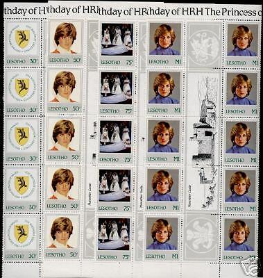 Lesotho 372-5 Gutter Pair Strips MNH Royalty, Princess Diana Birthday, Crest