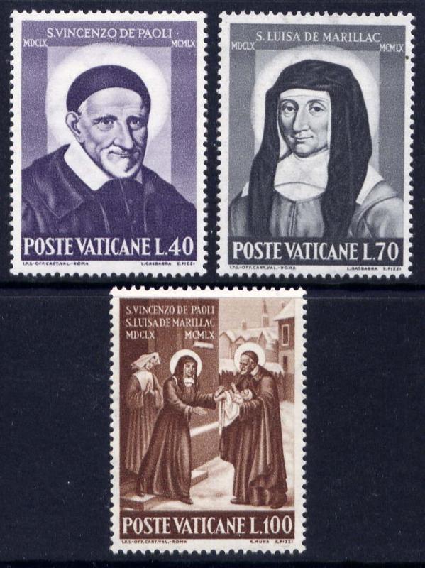 VATICAN Sc#295-7 1960 St. Vincent de Paul MNH