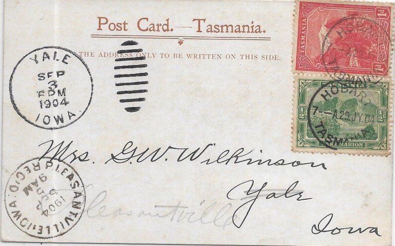 1904 Hobart, Tasmania to Yale, IA fwd Pleasantville (59788)