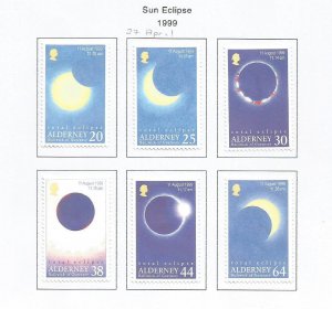 ALDERNEY - 1999 - Eclipse of the Sun - Perf 6v Set - Mint Lightly Hinged