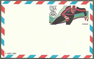 United States #UXC21 28c Olympics 84 Skater Unused (1983)