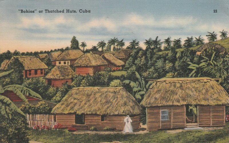 Cuba Postcard  Bohios or Thatched Huds Unused