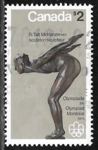 Canada 657: $2 The Diver by R. Tait McKenzie, used, VF