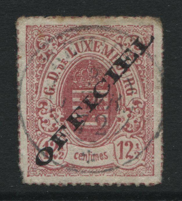 Luxembourg 1875 12 1/2c rose overprinted OFFICIAL CDS used