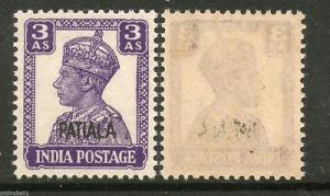 India PATIALA State 3As KG VI Postage SG110 Cat £8 MNH