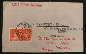 1937 Nairobi Kenya First Return Flight Cover FFC To Limbe Nyasaland