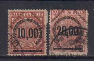 KINGDOM ITALY 2 REVENUE FISCAL TAX STAMPS. c.1868. USED