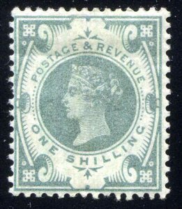 GREAT BRITAIN SG 211, SCOTT # 122  1 Shilling Victoria Mint Hinged Remnant