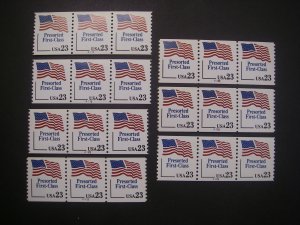 Scott 2605, 23 cent Presort Flag, PNC3 Collection of 7 Diff, MNH Coil Beauties