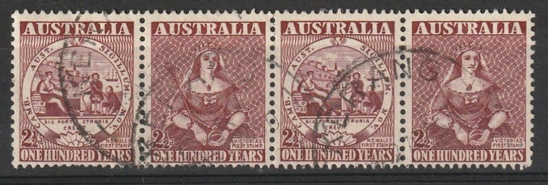 #229a Australia Used strip of 4