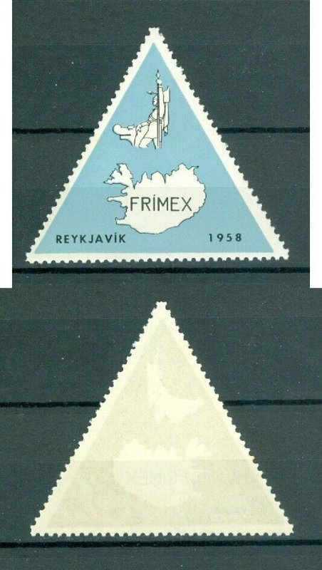 Iceland. 1958  Poster Stamp, MNH. Frimex 1958 Stamp Ex.Reykjavik. Map,Viking. 