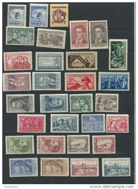 Czechoslovakia  1950 Mi 605-642+Block 12 MNH Complete Year( - 1 stamp)  Cv 129 e