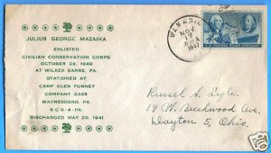 WANAMIE, PA. - 1947  DISCONTINUED POST OFFICE / DPO, US POSTAL HISTORY COVER.