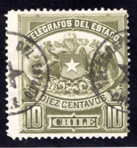 Chile, Telegraph, 10c, 1883, p.12, Type 1, H2, used, Telegrafos Del Estado