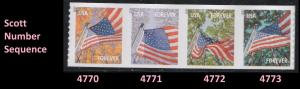 US 4773a Flag for All Seasons forever coil strip set APU Scott # seq MNH 2013