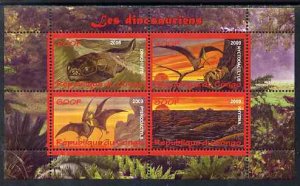 CONGO KIN. - 2009 - Dinosaurs #1 - Perf 4v Sheet - MNH - Private Issue