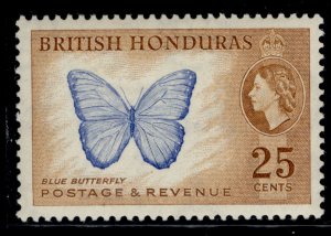 BRITISH HONDURAS QEII SG186, 25c bright blue & yellow-brown, M MINT.