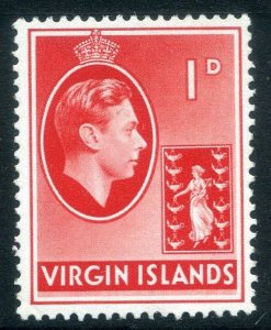 BRITISH VIRGIN ISLANDS;  1938 GVI issue fine Mint hinged 1d. value SG 111a[ 2 ]