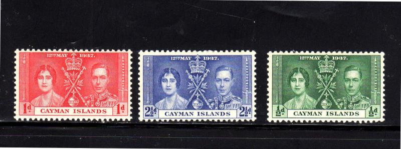 CAYMAN ISLANDS #97-99  1937  CORONATION     MINT  VF NH  O.G