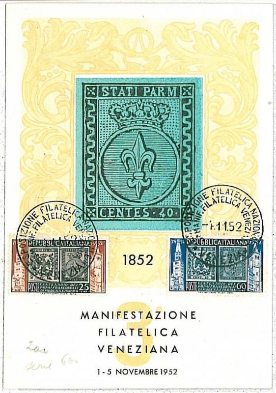 MAXIMUM CARD : Stamp Centenary  ITALY 1952 - VENEZIA