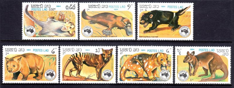 Laos 1984 Australian Wildlife Complete Mint MNH Set SC 591-597