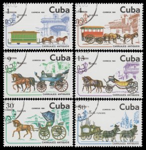 LATIN AMERICA STAMP 1981. SCOTT # 2420 - 25. USED. TOPIC: VINTAGE CARRIAGE