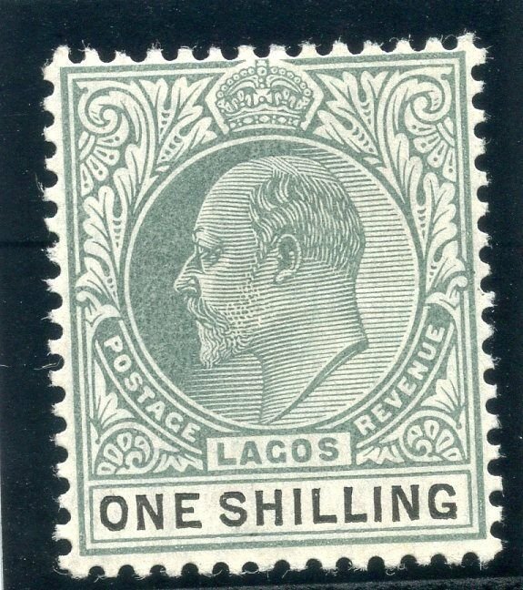 Lagos 1904 KEVII 1s green & black (O) MLH. SG 60. Sc 56.