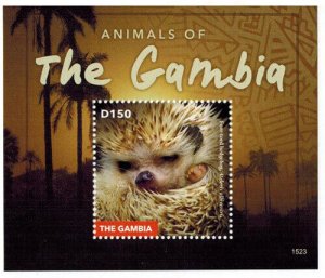 Gambia 2015 - Land Mammals - Souvenir stamp sheet - Scott #3662 - MNH