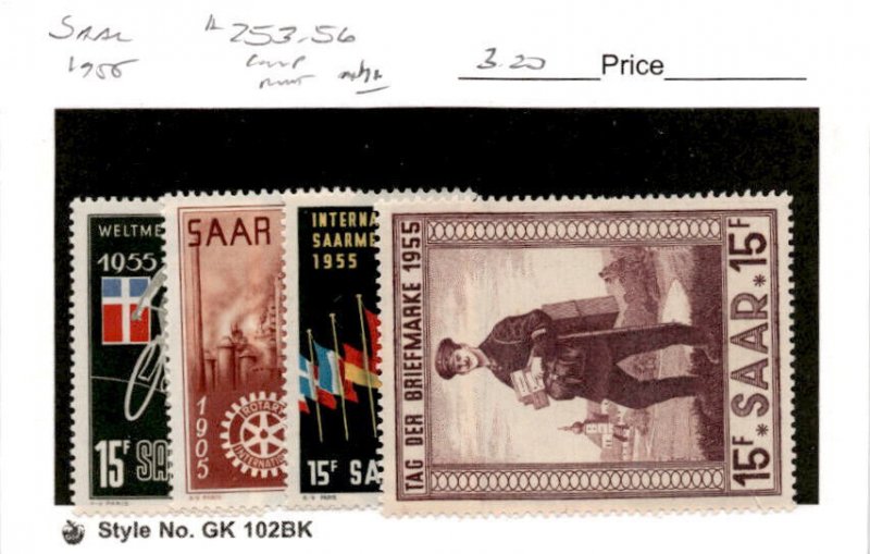Saar -Germany, Postage Stamp, #253-256 Mint NH, 1955 Bicycle, Flag (AG)