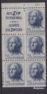 BOBPLATES #1213c Washington Booklet Slogan 3 Lower Left 28570 50% MNH DCV=$60