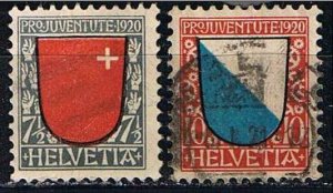 Switzerland 1920,Sc.#B15-16 used, Coat of arms of Schwyz, Tessin