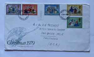 BRITISH , FDC ,ADDDRESSED TO SAN DIEGO , CALIFORNIA , CHRISTMAS STAMPS , 1979	1