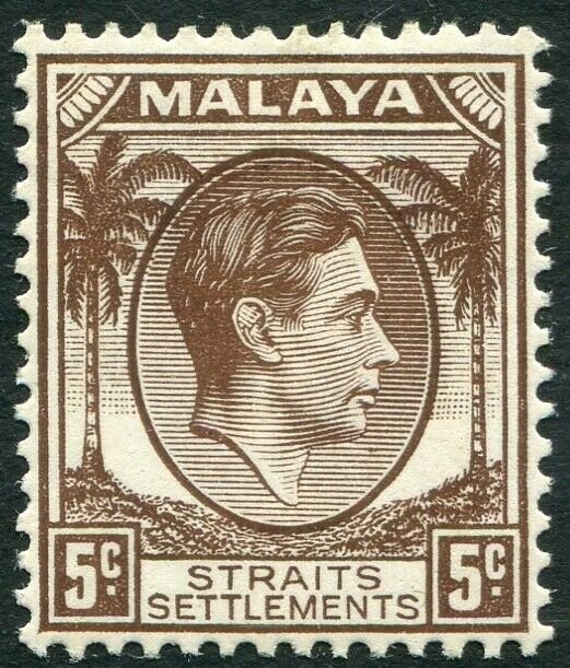 STRAITS SETTLEMENTS-1937 5c Brown Sg 281 MOUNTED MINT V33971