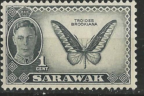 Sarawak # 180  George VI  1c  Butterfly   (1) VLH Unused