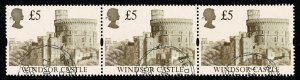 GB 1992 £5 Castle High Value (Harrison). Fine used strip of three. SG 1614
