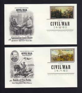 FDC: Scott #4981b 2015 Civil War IMPERFORATE on (2) FDC's 
