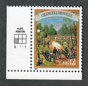 2975p Chancellorsville MNH plate number single PNS