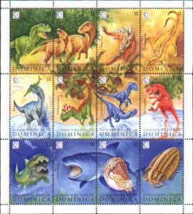 Prehistoric Animals by Dominica MNH Sheet of 12 Sc 1803