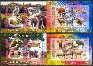 {g083} Congo Ivory Coast 2013 Animals Elephants 4 sheets Used / CTO